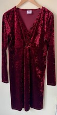 Mama-licious Maternity Dress Size L Red Wine Velour Xmas Party Sexy Pregnancy
