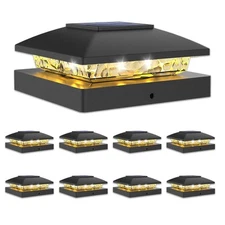 4x4 Solar Post Cap Light 8pack,Solar Fence - Post Lights Outdoor Waterproof f...