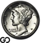 1942 Mercury Dime Philadelphia Gem BU, Lustrous Beaut