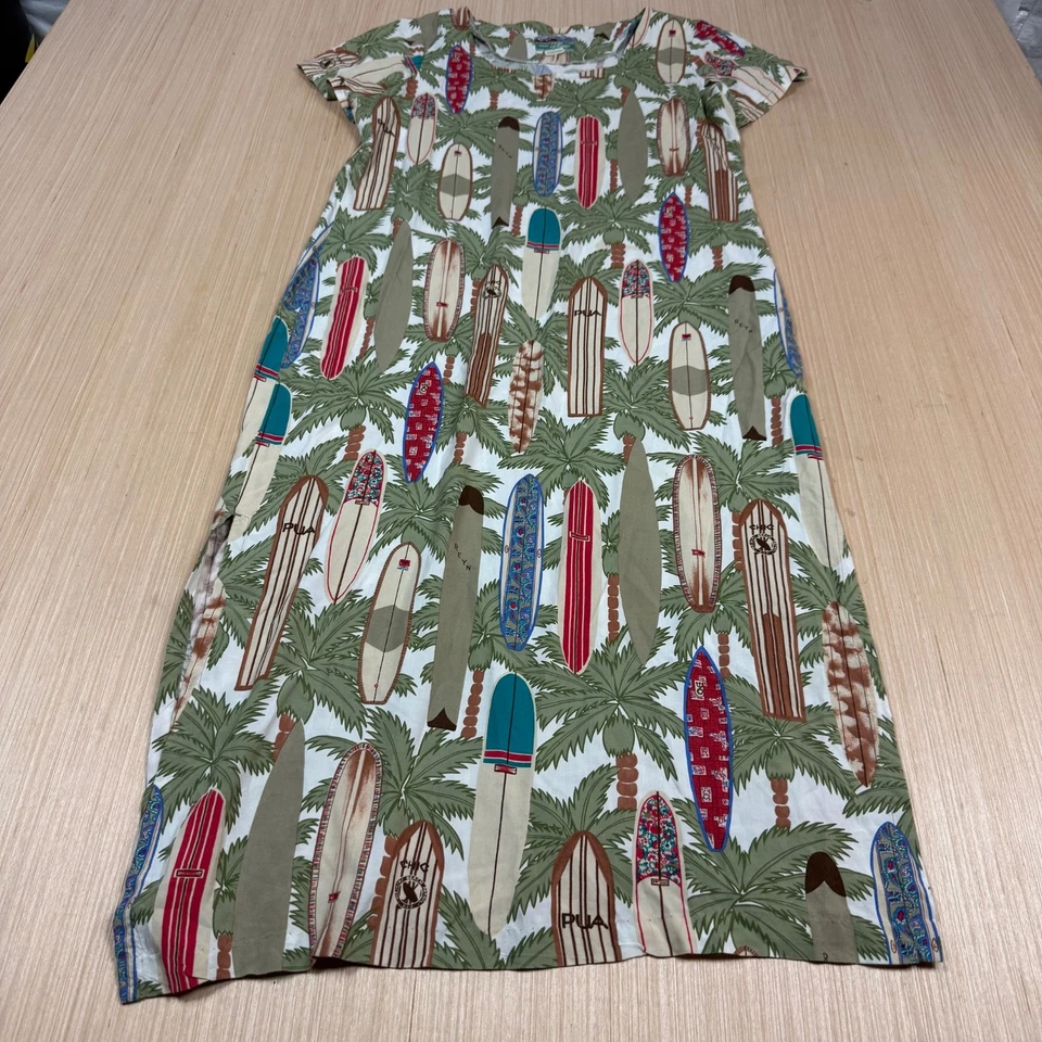 Vestido Reyn Spooner Vintage Años 90 Rayón Hawaiano Para Mujer Pequeño Suefboards Mumu Palm Foto 2 de 4