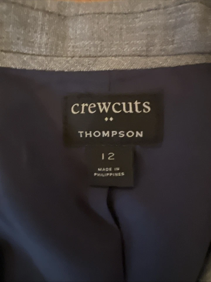 Blazer J Crew Crew Cuts Niños Traje Chaqueta Talla 12 Gris Foto 3 de 4
