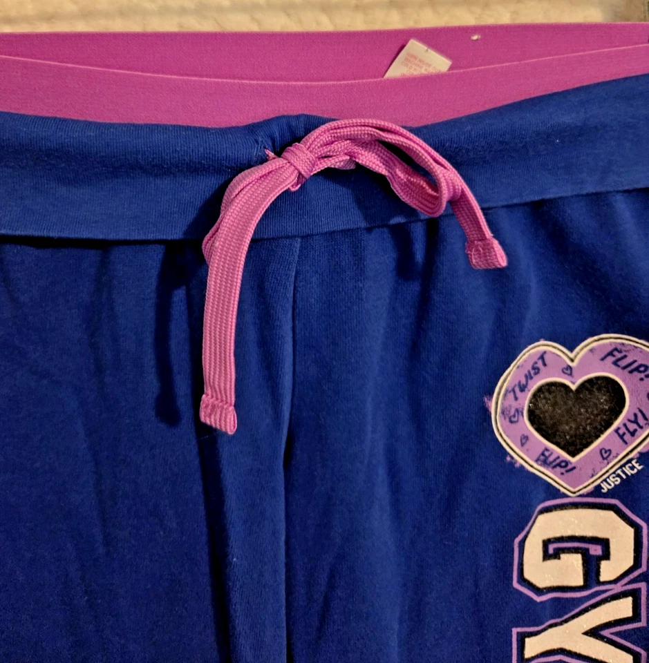 JUSTICE GIRL'S BLUE CROP JOGGERS SWEATPANTS GYMNAST SIZE 8 - Image 3 of 4