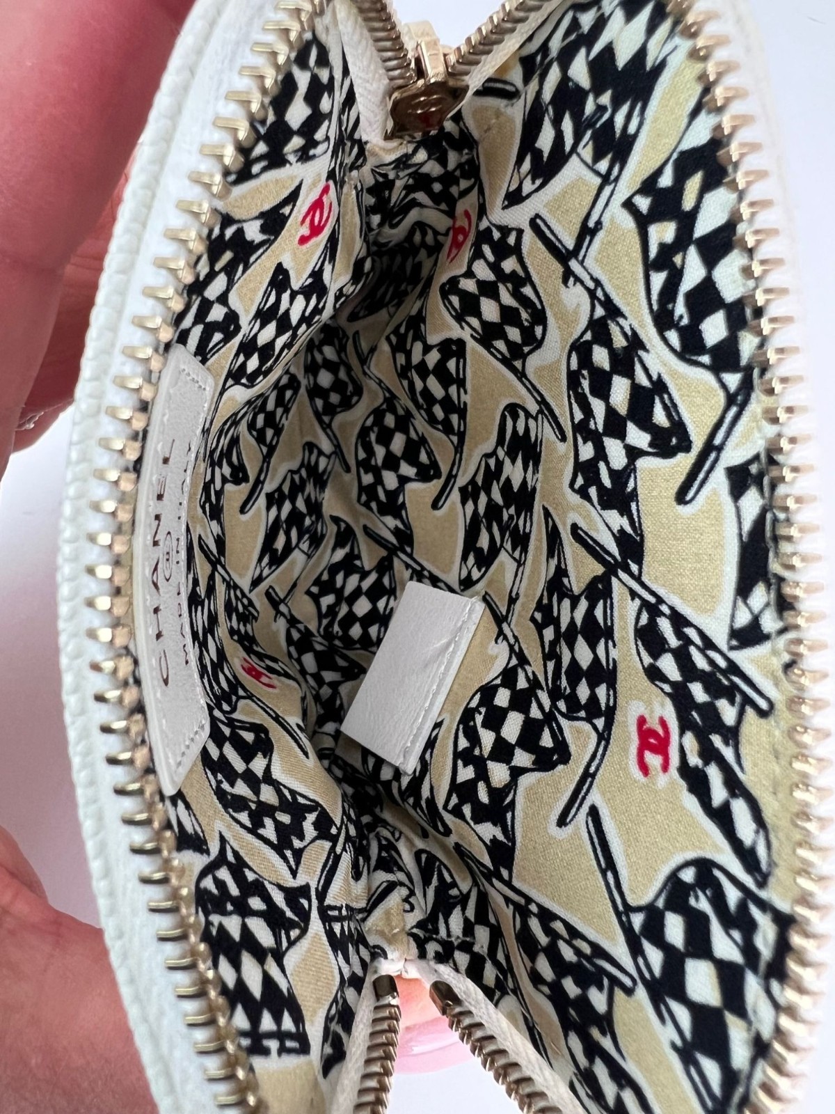Chanel Caviar Quilted CC Zip Card Holder White Wallet EBAY Live image 9