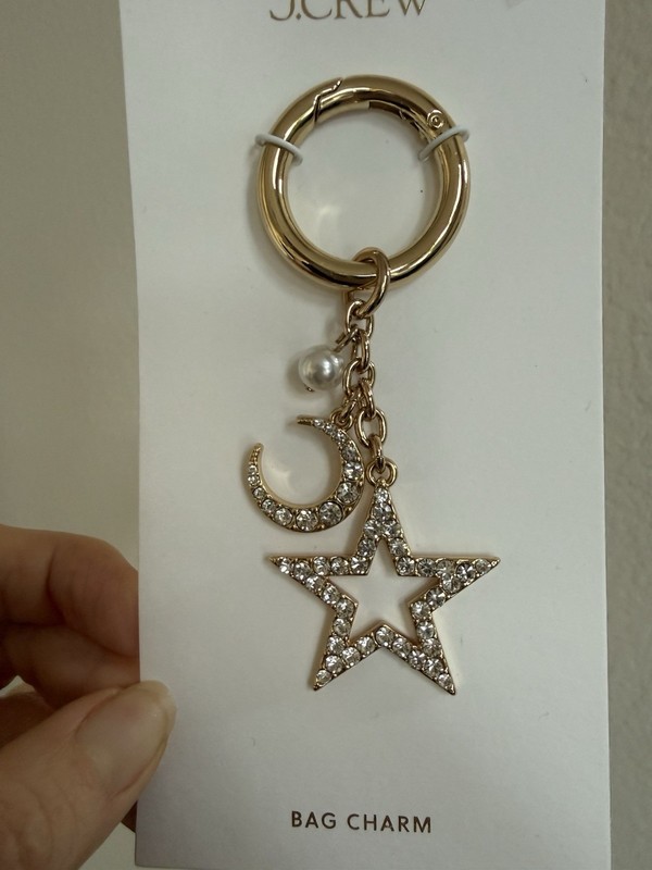 J. Crew Goldtone Star, Moon, Pearl Purse Charm - New!