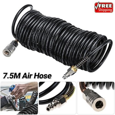25ft 1/4'' NPT Air Compressor Hose Line 200 PSI Quick Pneumatic Coupler US