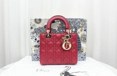 Petit sac fourre tout bandoulière Dior Lady My ABC rouge cerise M0538 114614332