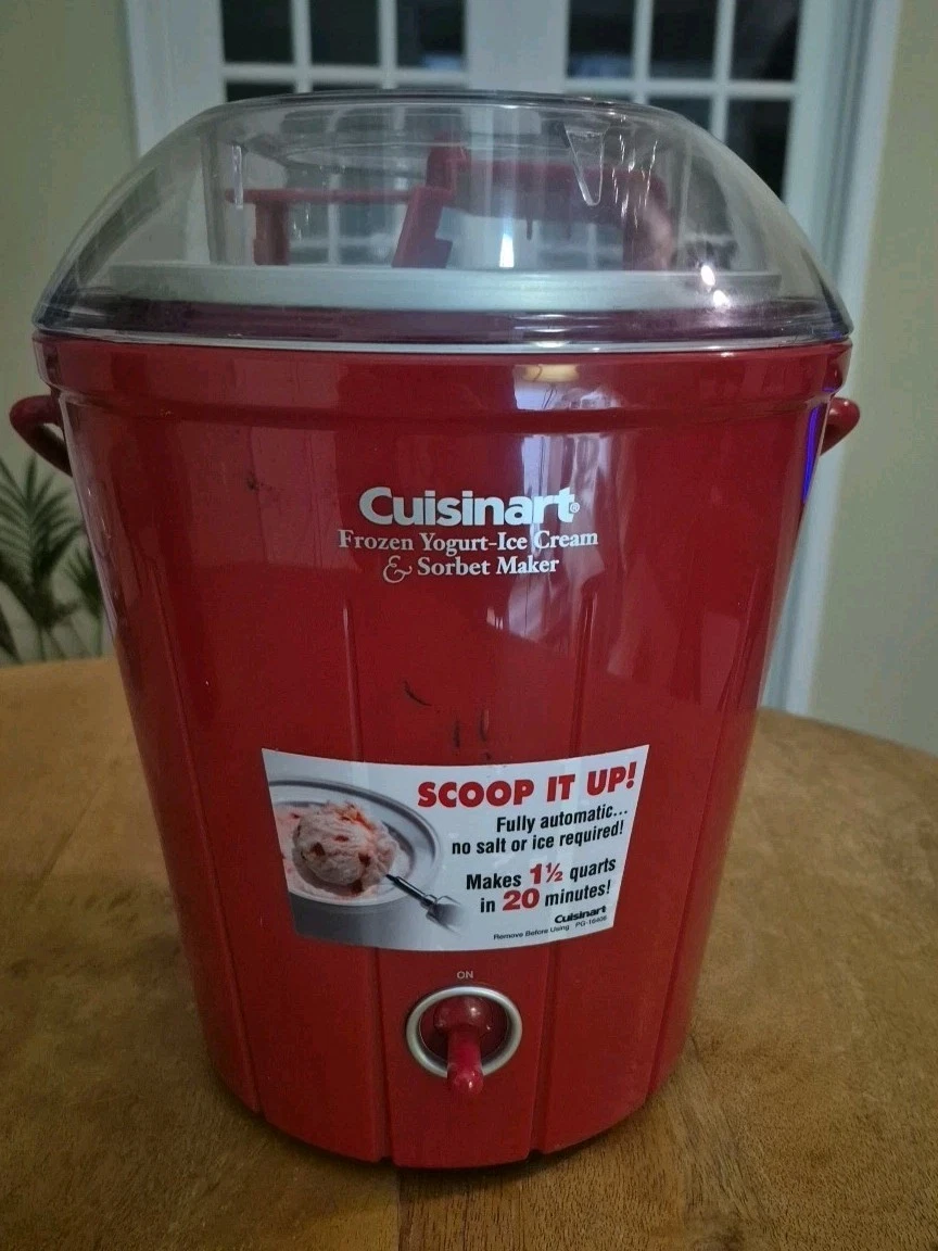 Cuisinart Frozen Yogurt Ice Cream Sorbet Maker Red 1.5 Qt Model Ice-25R
Opens in a new window or tab