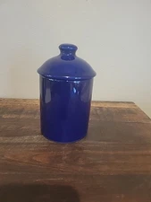 Vtg Signature Housewares Inc Blue  Ceramic  Jar  6" Tall Made In Japan