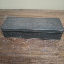 SCATOLA IN LATTA CONTENITORE GENERICO BISCOTTI FERRO FOGLIA VINTAGE RARISSIMO