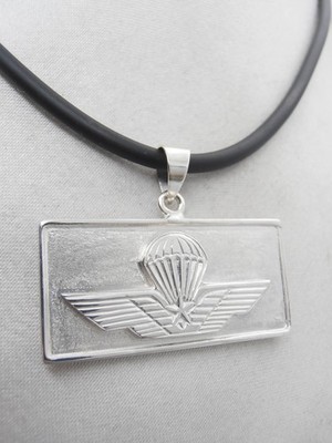 Paracadutisti Cozzi Gioielli 925 Silver And Rubber Pendant Necklace