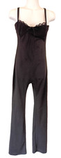 Women's Black Catsuit/ Jumpsuit with Lace Bra Top  Flared Legs Size Small