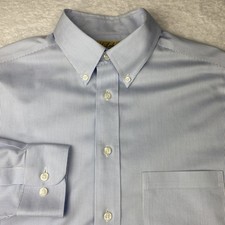 Roundtree Yorke Gold Label Shirt Men's Medium Blue/White Stripes Non Iron