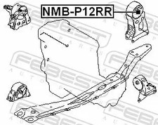 Engine mount Rear Hydro Mount NMB-P12RR FEBEST for NISSAN ALMERA Mk II PRIMERA