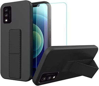 For TCL 30T T603DL TPU Case Telescopic Kickstand+Glass Screen Protector Cover