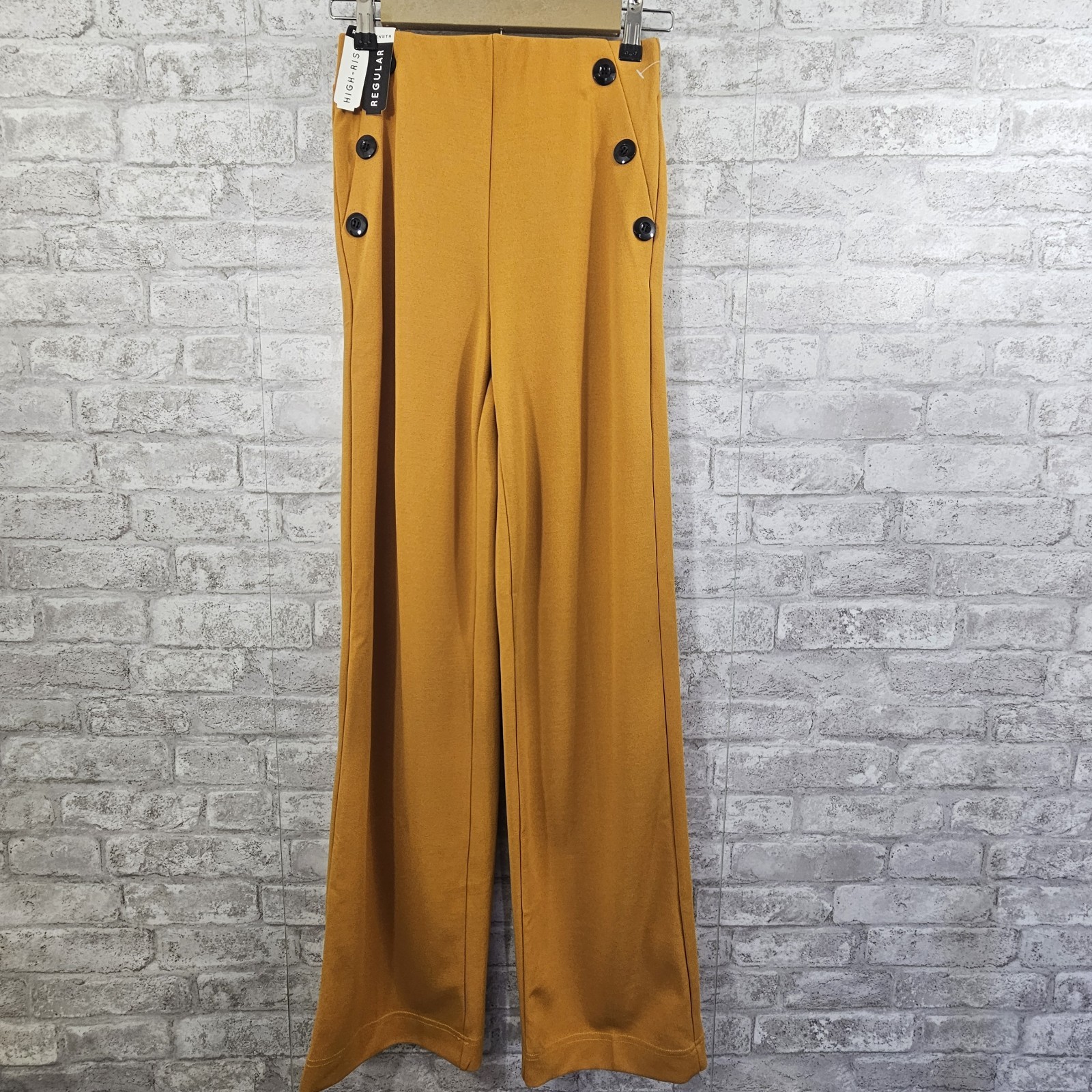 NWT Boom Boom Jeans Yellow Wide Leg Dress Pants Womens Size Small