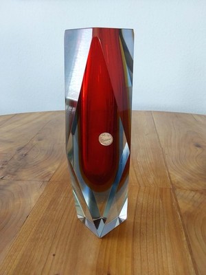 60 er Jahre Facettierte Murano Glass Vase, H-26,3 cm , B-12 cm.