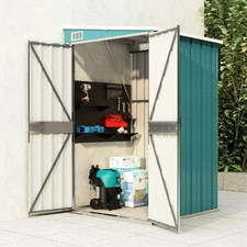 vidaXL Garden Shed Green Galvanized steel Medium Garden Shed