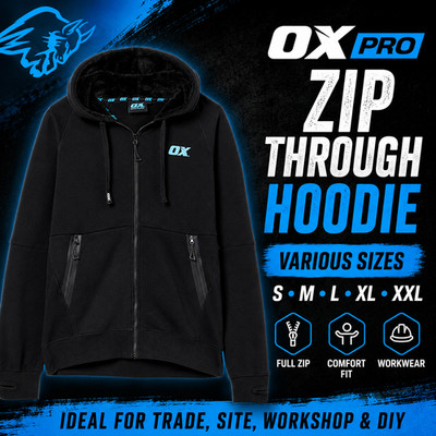 OX Tools Pro Zip Through Hoodie schwarz grau Workwear versch. Größen