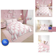 Erosebridal Ribbon Bow Bedding Set Kids Girls Teen Women,Pink Girly Bowknot