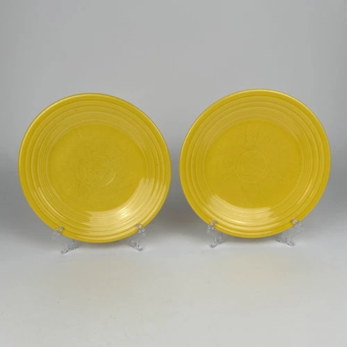 Set of 2 Fiesta Ware Sunflower Yellow 9"  Lunch/Luncheon Plates HLC Fiestaware