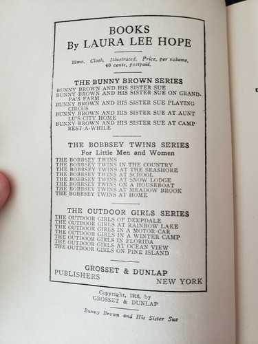 5 BOOK SET 1916 BUNNY BROWN AND HIS SISTER SUE HC 2 DJ'S BY LAURA LEE HOPE 1ST - Picture 12 of 12