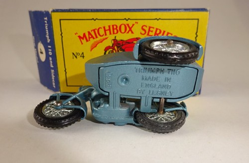 Matchbox No. 4C Triumph Motorcycle met. blue early issue in htf "B5 Moko" box - Picture 6 of 10