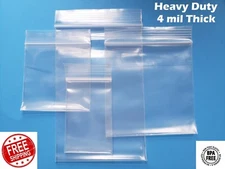 Heavy Duty Clear Zip Seal Top Lock Plastic Bags 4Mil Small Large 4 Mil Baggies