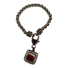 Vintage Silver Tone Bracelet With Heart Clasp...