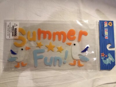 NEW Beach Seagulls Birds Summer Fun Stars Window Gel Clings Stickers Decor 28 ct