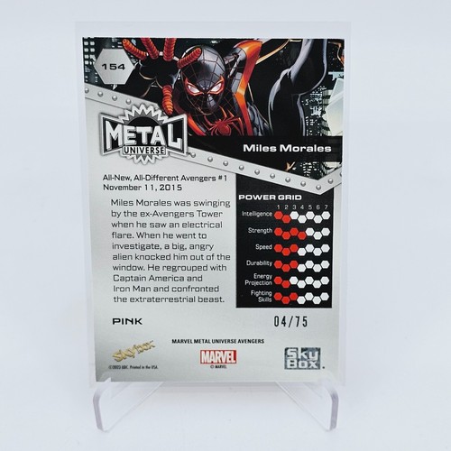 2024 Skybox Marvel Metal Universe Avengers MILES MORALES #154 Pink FX /75 🔥 - Zdjęcie 4 z 4