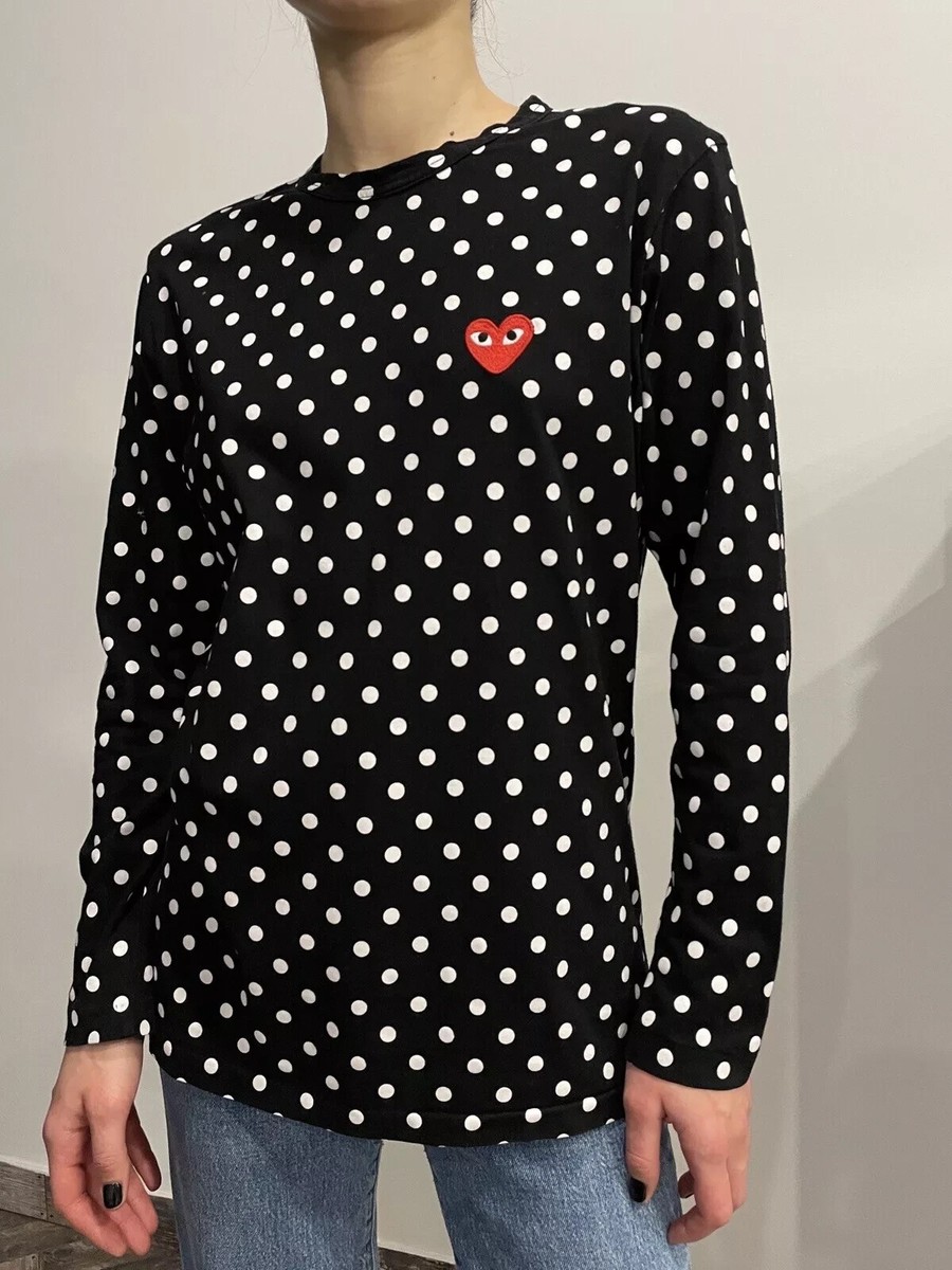 Comme Des Garçons Black Polka Dot Long Sleeve Top Shirt Womens | eBay