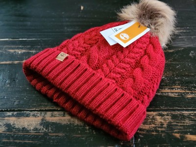 Timberland Fuzzy Pom-Pom Heavy Knit Red 