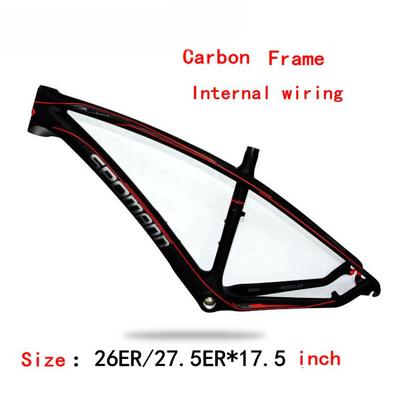 Cadre de vélo de montagne semi-rigide en fibre de carbone 27,5 pouces 29 pouces 15''/17''/19'' 12 * 142/148mm Cadre d'essieu traversant Frein à disque Routage interne XC AM (27,5 * 17'' Noir