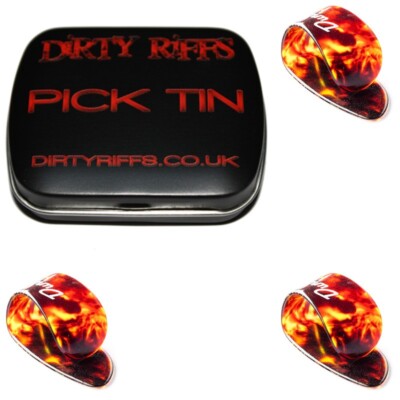 3 x Dunlop 9022 Thumbpicks Shell Medium - in einer handlichen Pick-Dose