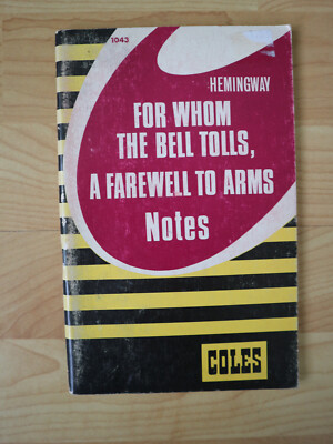Coles Notes For Whom the Bell Tolls Hemmingway 1970 Gut!!!