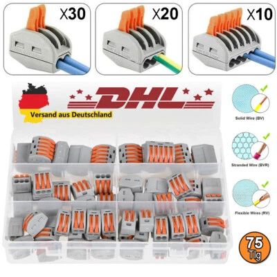 MARKENLOS 60Tlg Für Wago Klemmen Verbindungsklemmen mit Hebel 222-412 222-413 222-415 Set