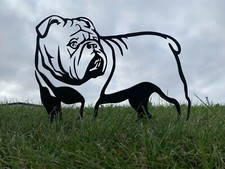 English British Bulldog Metal Dog Garden Art Silhouette Ornament Mild Steel