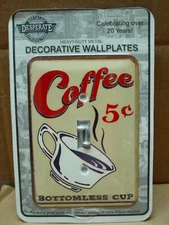 METAL LIGHT PLATE SWITCH COVER COFFEE BOTTOMLESS CUP VINTAGE CAN LOOK