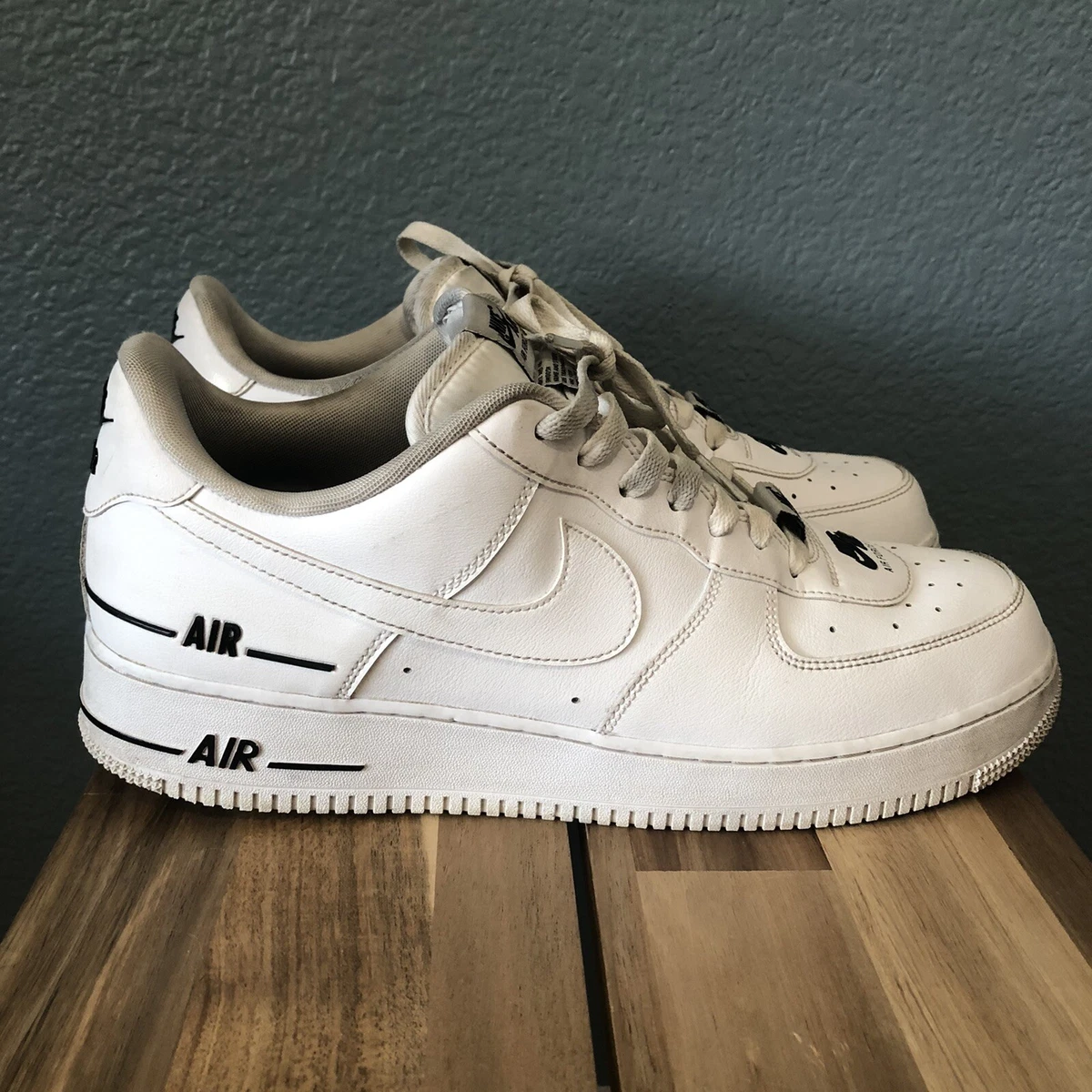 Nike Air Force 1 07 LV8 3 Double Air White Black Men Size 10 (CJ1379-100)