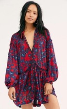 Free People Love Letter Tunic Dress S 6 Women Casual Printed Oversize Fall 35608