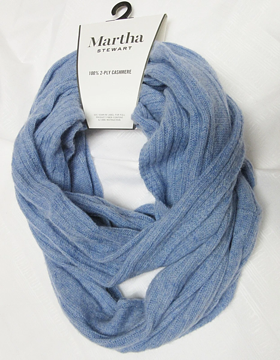 MARTHA STEWART 100% 2 PLY CASHMERE INFINITY SCARF Sky Blue NEW WITH TAG