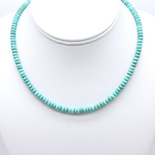 Blue Green 5mm Arizona Turquoise Necklace, Soft Earthy Rondelle Gemstone Choker