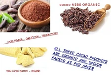 ORGANIC CACAO POWDER | CACAO NIBS | CACAO BUTTER - FREE POST
