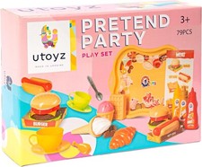 Pretend Play Kitchen Toys Cookware with Play Street Food Toy Set 79PCS, Ages 3 