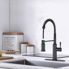 Touch Kitchen Sink Faucet Pull Down Sprayer Swivel Matte Black w/Advanced Sensor