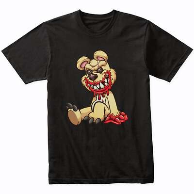 Deranged Teddy Bear Bloody Demented Bear T-Shirt - Psycho Bear Shirt For Men