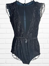 Marilyn Monroe Women's Size Medium Bodysuit Black Lace Mesh Lingerie Sleep