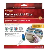 SIMPLE LIVING SOLUTIONS Universal Light Clips 100pc White #GTRY