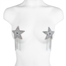 1 Pair Nipple Pasties Cover Rhinestone Bar Tassels Pasty Stickers Chest Paste
