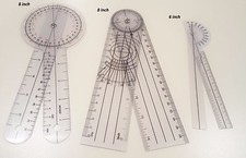 Set of 3 PIECE SPINAL GONIOMETER PROTRACTOR RULER 360 DEGREE 8 inch 6 inch